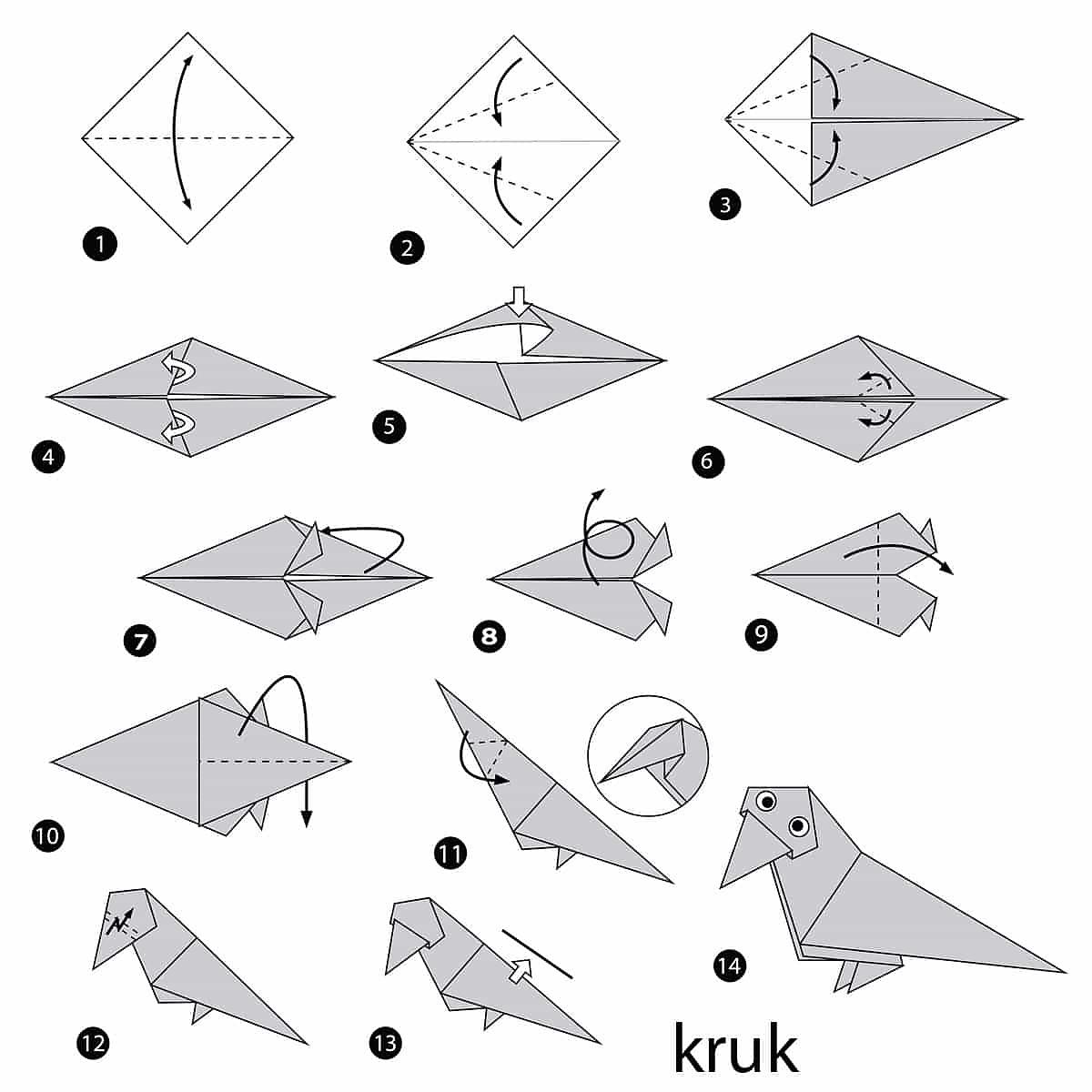 origami dla dzieci kruk