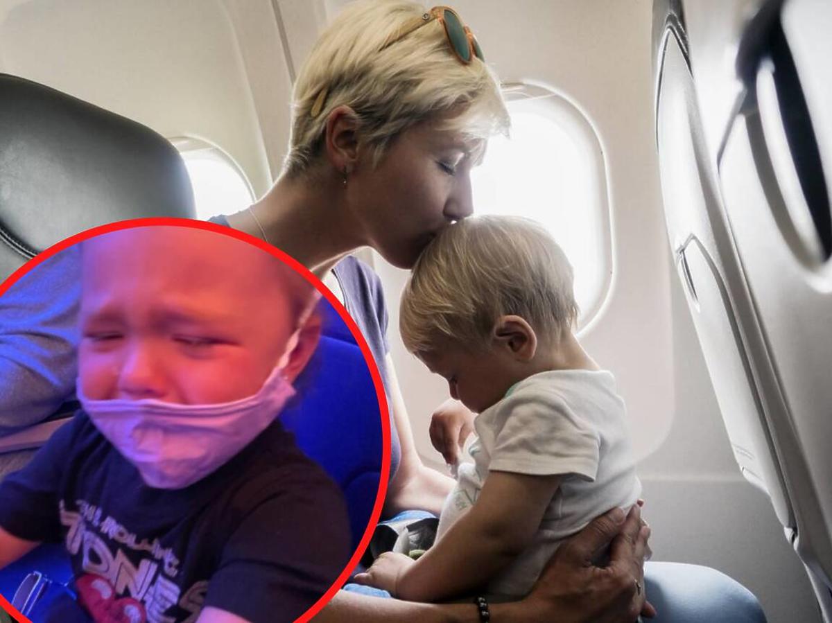 stewardessa kazała przykleić dziecku maskę